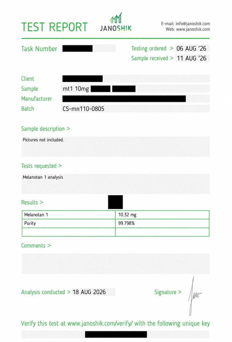 COA for MT1 - 10MG